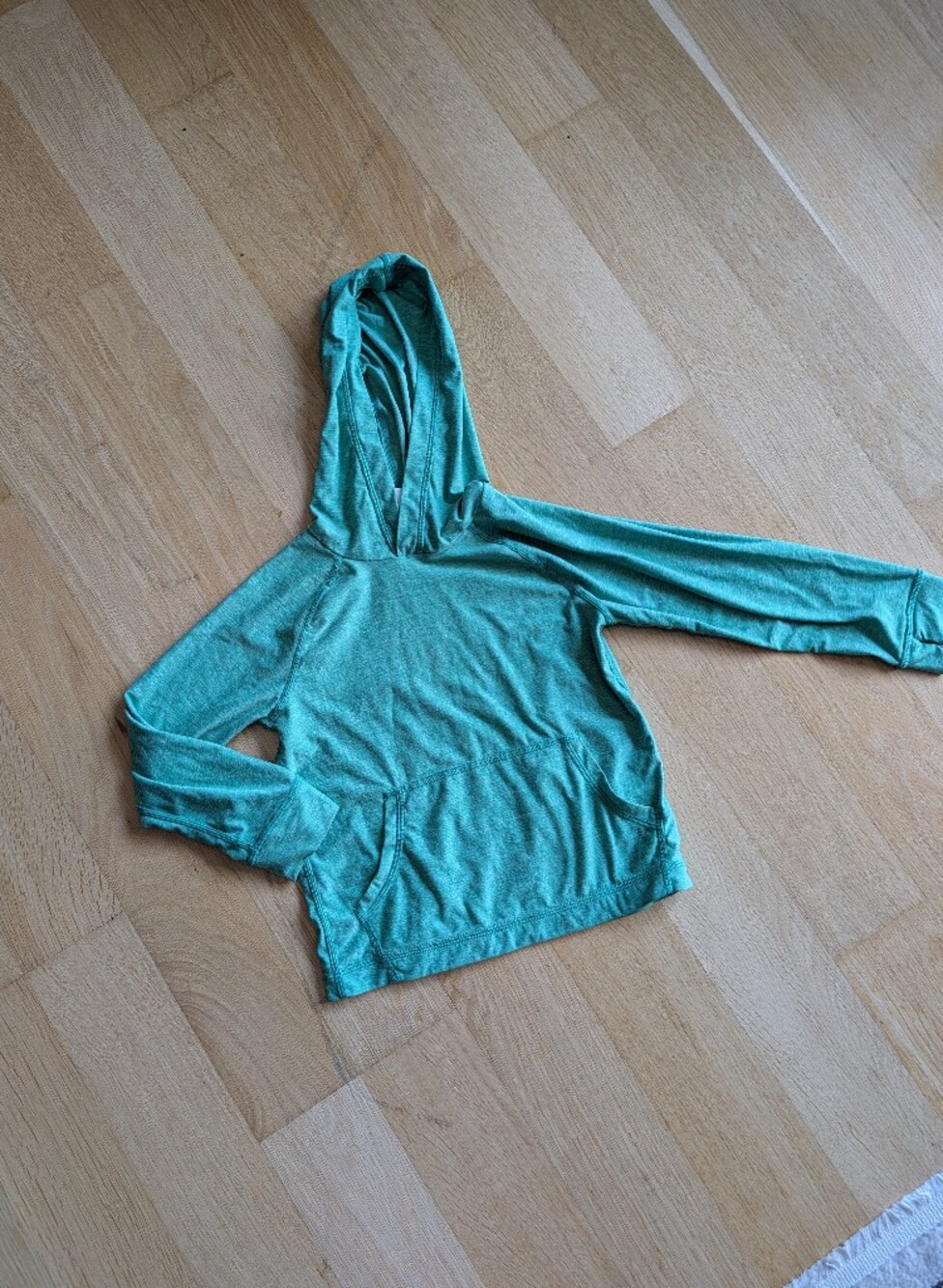 Hanna Andersson Heathered Green Hooded Shirt